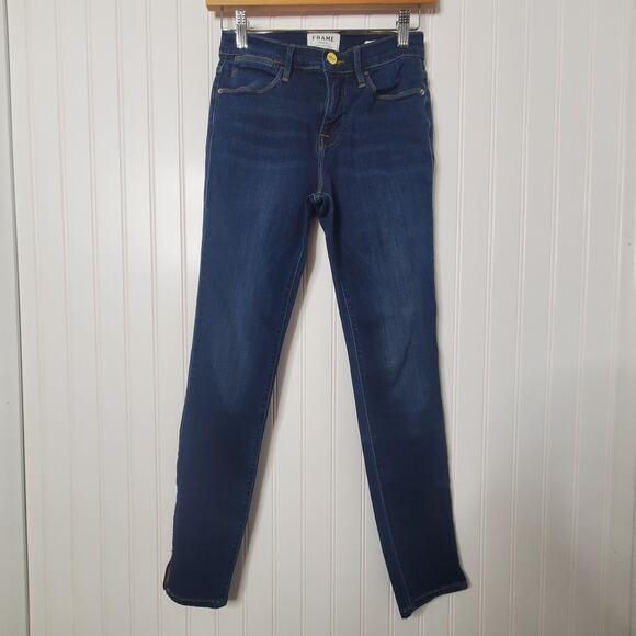 FRAME LE High Skinny Jeans Women's Size 25 Wythe Slit Hem Classic Denim Mid Rise - Picture 9 of 9